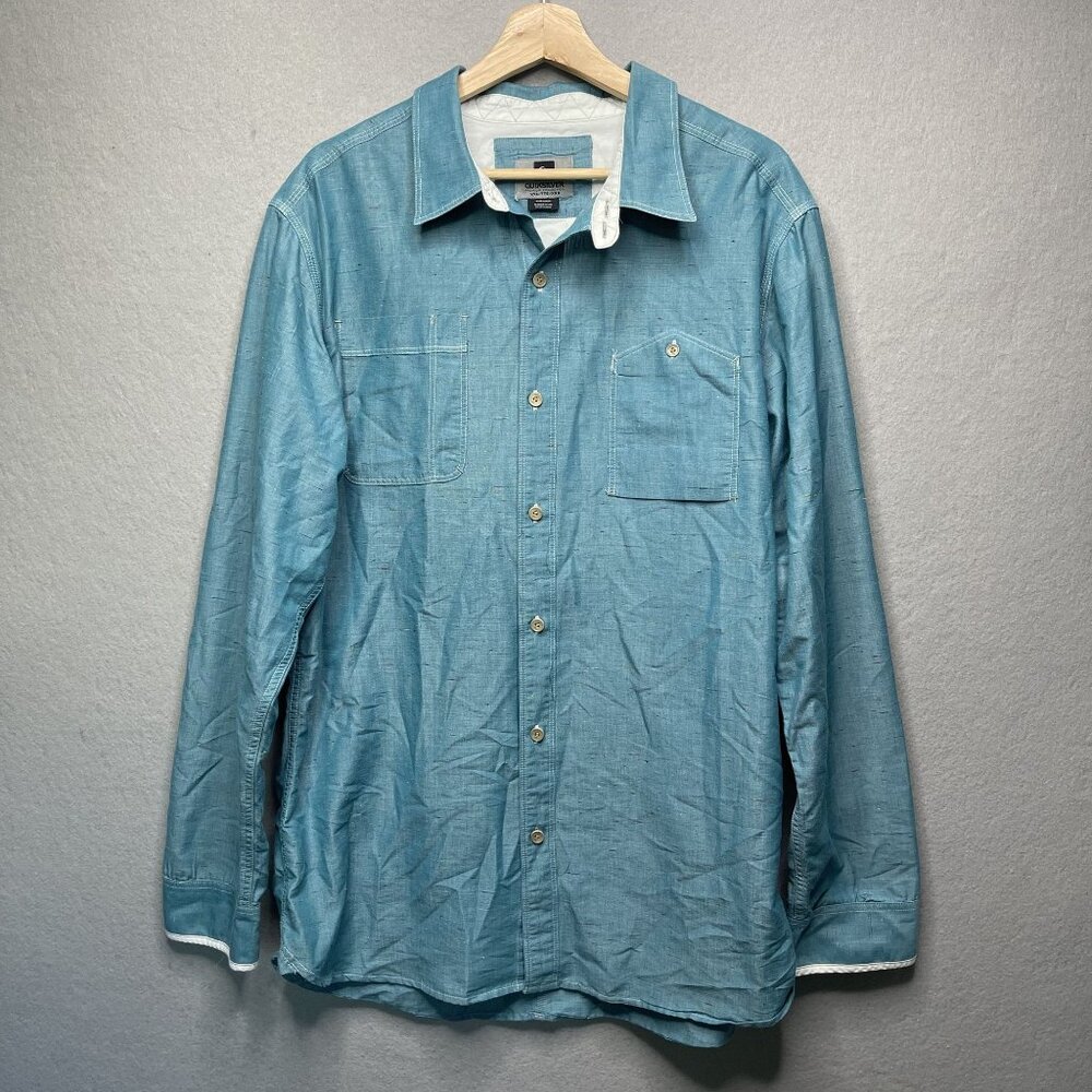 Quiksilver Mens XXL Chambray Button-Up Shirt Skater Surfer